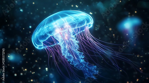 Glowing Jellyfish in the Deep Ocean