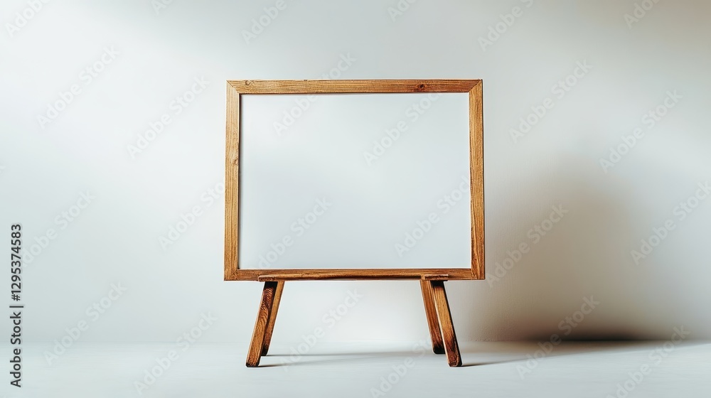 Blank wooden easel with white surface. Perfect for showcasing artwork, messages, or product displays. Blank wooden easel with white surface. Perfect for showcasing artwork, messages, or product displays.