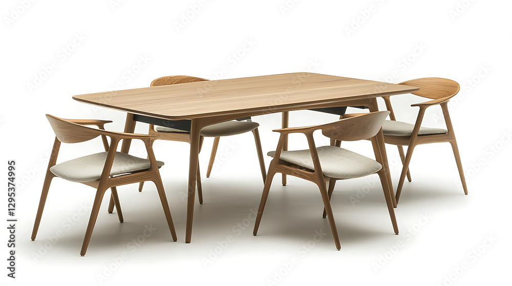 Fototapeta premium A wooden table with four chairs around it