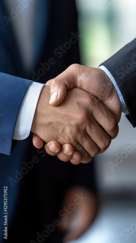 Two people shaking hands in agreement. , vertical video