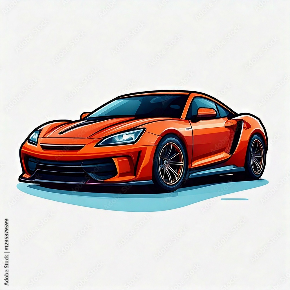 Naklejka premium red sports car on white background