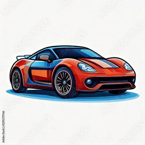 Sport car logo illustration in a simple and clean flat art style on isolated white