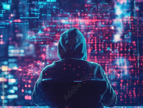 Ethical hacker testing vulnerabilities in an encrypted corporate database, cybersecurity concept