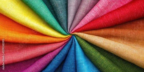 A colorful background with a variety of colors, a rainbow color wheel. A colorful fabric swatch background with a vibrant cloth material and fabric texture.
