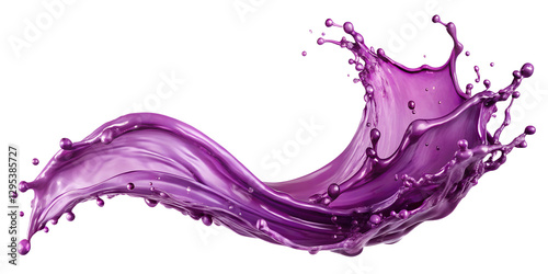Abstract Vibrant Liquid Motion with Glossy Violet Hue On Transparent Background