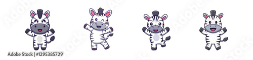 Adorable Cartoon Zebra with Happy Expression