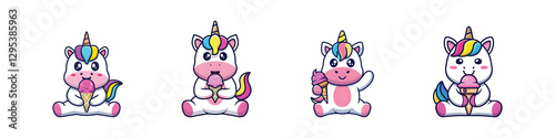 Charming Unicorn Enjoying an Ice Cream Cone