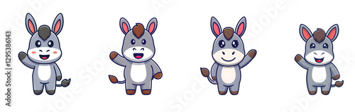Cute Cartoon Donkey Waving