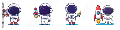 Cute Astronaut Holding a Rocket