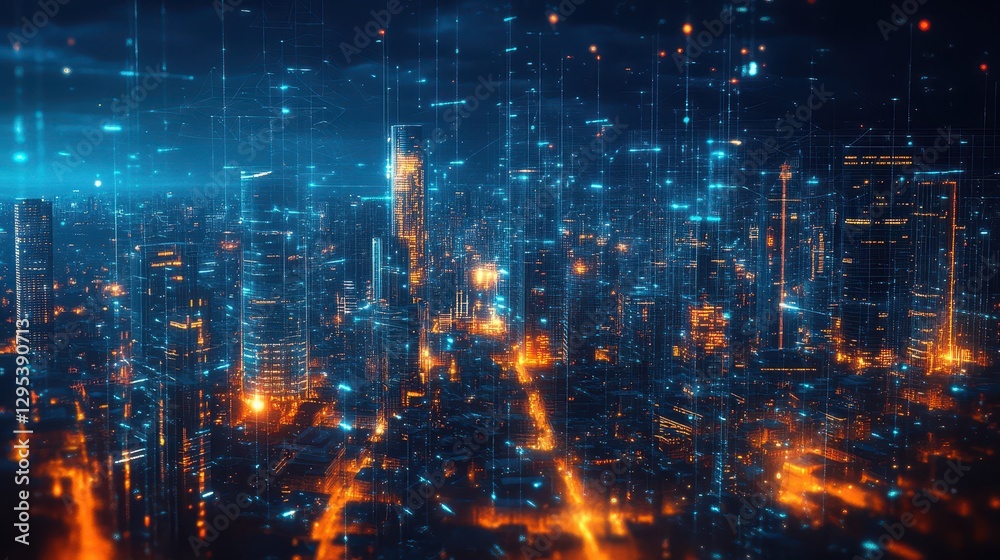 Smart city network protected by AIdriven firewall security, futuristic cyber defense Smart city network protected by AIdriven firewall security, futuristic cyber defense