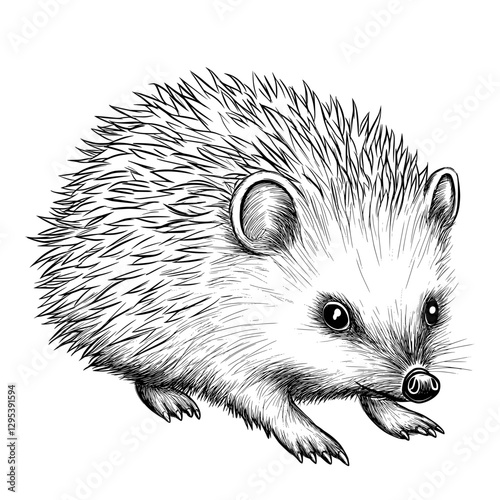 Adorable hedgehog sketch: A charming hand-drawn illustration showcasing a spiky hedgehog in a delightful and artistic style. Perfect for animal lovers and those who appreciate creative imagery.
