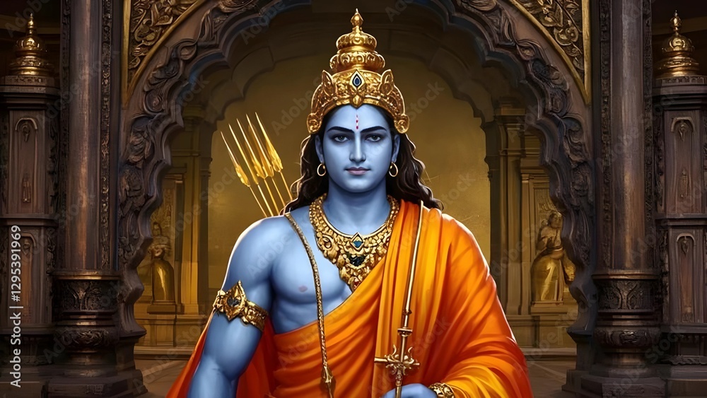 Fototapeta premium Shri Ram Navami with Bow and Arrow