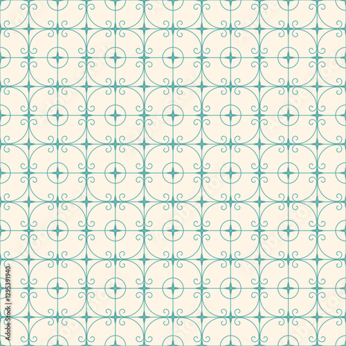 Old Window Gratings Seamless Pattern, Vintage and Traditional Iron Grill Window Seamless Pattern