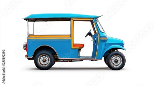 a thai tuk tuk Over white Studio Background.