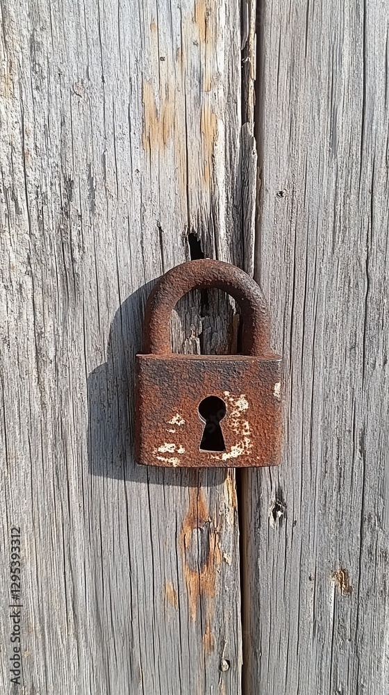 An isolated, rusted padlock on a weathered wooden door, representing geopolitical tensions and conflicts picture An isolated, rusted padlock on a weathered wooden door, representing geopolitical tensions and conflicts picture