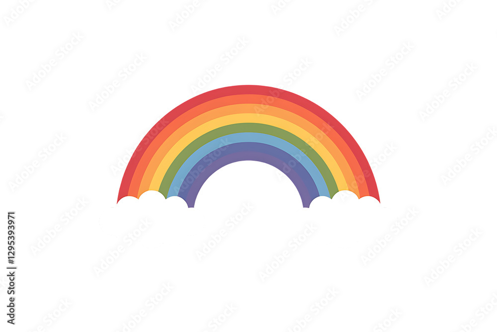 Colorful Rainbow Arcs Over Fluffy White Clouds in Sky Colorful Rainbow Arcs Over Fluffy White Clouds in Sky