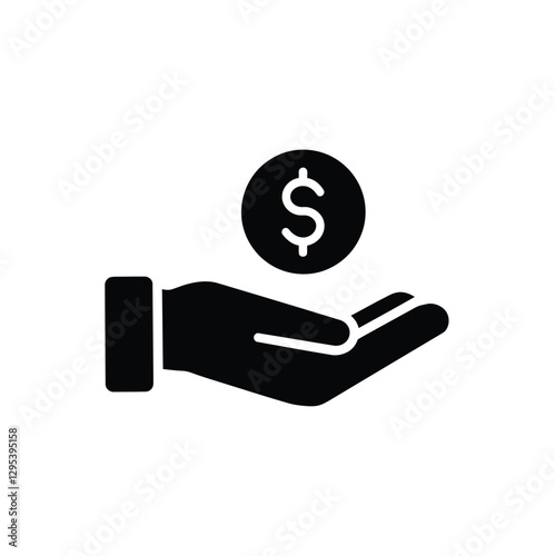 Minimalist Line Art Icon of a Hand Holding a Dollar Coin – Financial and Banking Vector