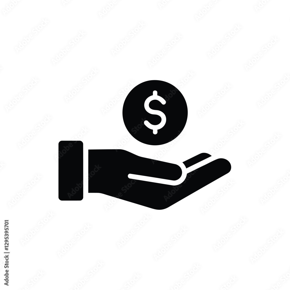 Minimalist Line Art Icon of a Hand Holding a Dollar Coin – Financial and Banking Vector Minimalist Line Art Icon of a Hand Holding a Dollar Coin – Financial and Banking Vector