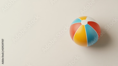Colorful beach ball on clean white background summer fun concept 