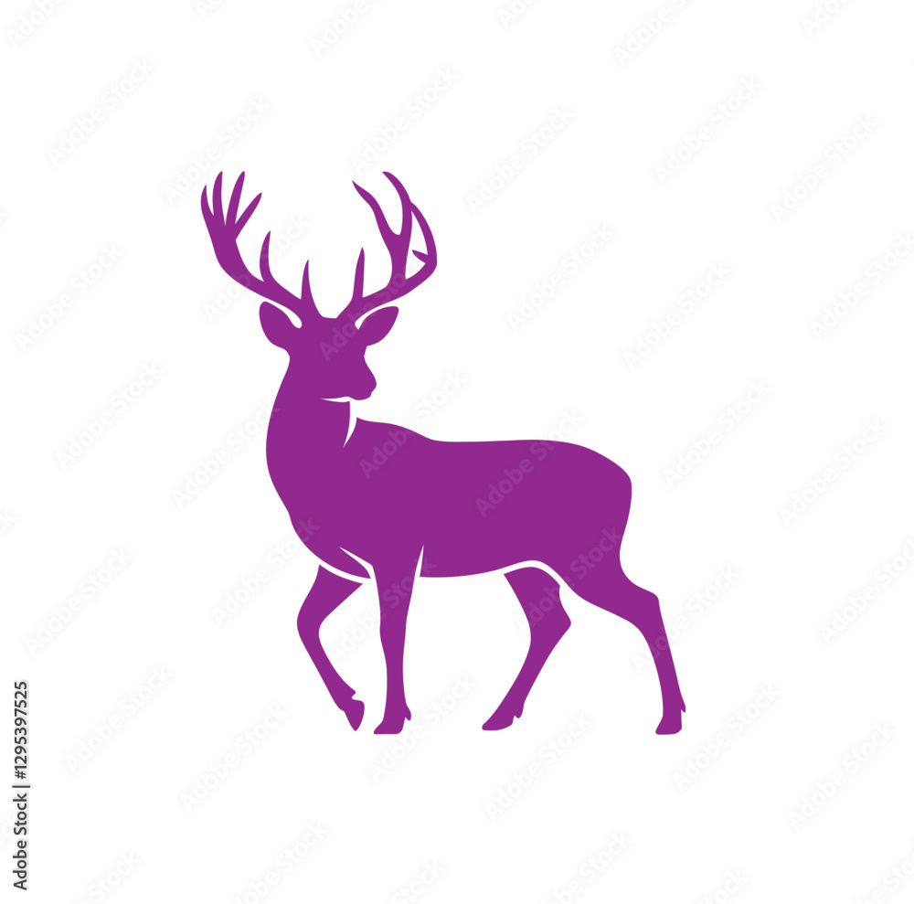 Obraz premium Black Silhouette of a Majestic Deer with Large Antlers Vector Illustration
