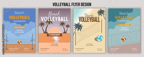 Volleyball Tournament Flyer Template  Championship Sports Event Poster Design Editable EPS for Game Night and Athletic Club Promotion  Perfect for Stock Market Uploads and Easy Customization.