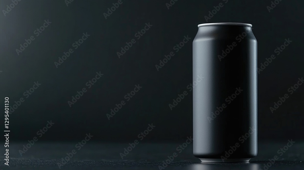 Sleek black soda can on dark background Sleek black soda can on dark background