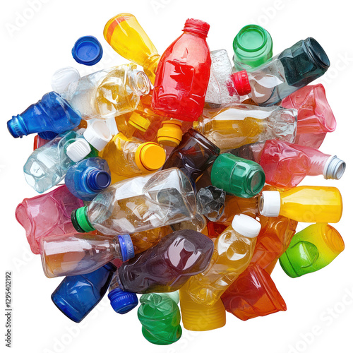 plastic bottle waste isolated on white or transparent background