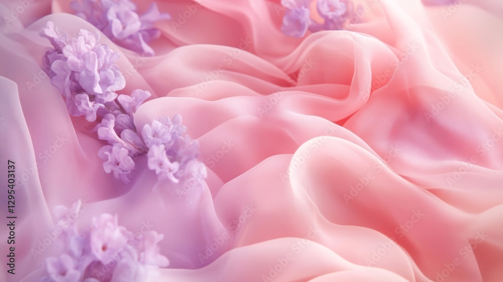 Fototapeta premium Soft Blush Lavender Lilacs: Gentle Flowing Fabric 