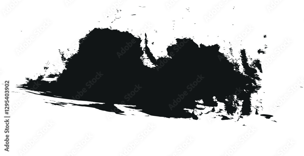 Fototapeta premium Flat Paint Hand Drawn Brush high long, high Detail Abstract Vector Background, brush effect in transparent file set A collection of black grunge circular shapes on a white background, featuring