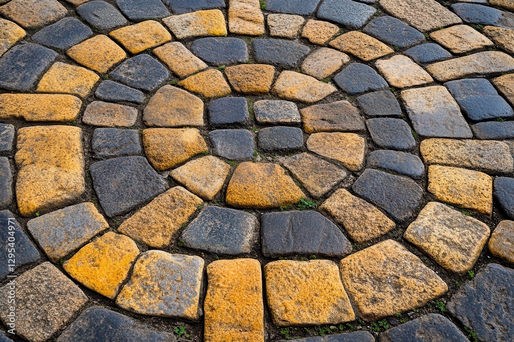 Cobblestone circle pavement texture, outdoor Cobblestone circle pavement texture, outdoor