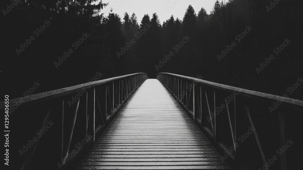 Fototapeta premium Wooden Bridge Through Forest