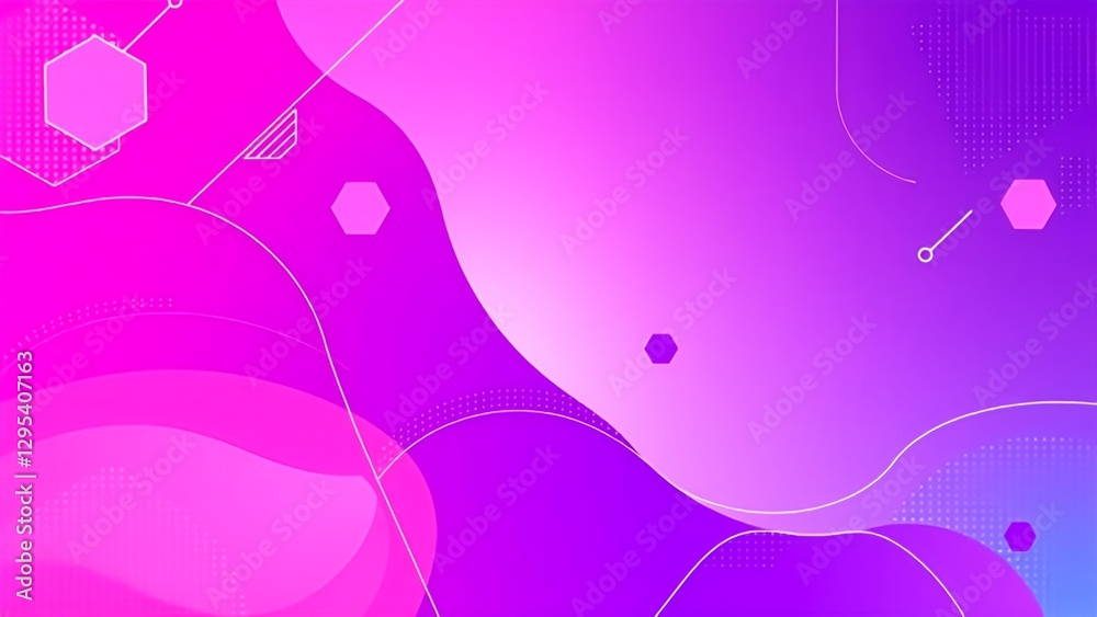 A vibrant futuristic background with flowing pink and purple gradients, hexagonal elements, and abstract geometric shapes. Ideal for digital designs, tech themes, and modern visuals.