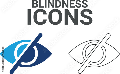 Blindness icons. Containing wheelchair, accessibility, blind, broken leg, disabled, assistance and deafness icons. Solid icon collection. Vector illustration.