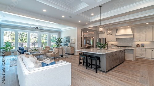 Open Concept Florida Home Kitchen Living Area photo