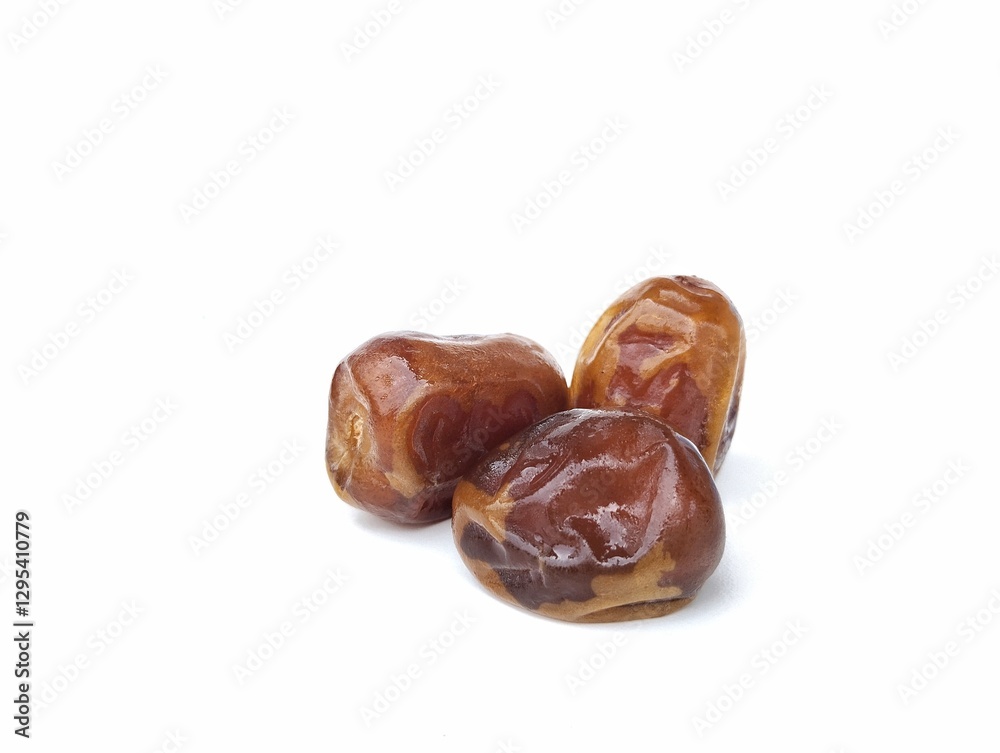Date fruits isolated on white background, Typical Muslim food during the month of Ramadan Date fruits isolated on white background, Typical Muslim food during the month of Ramadan