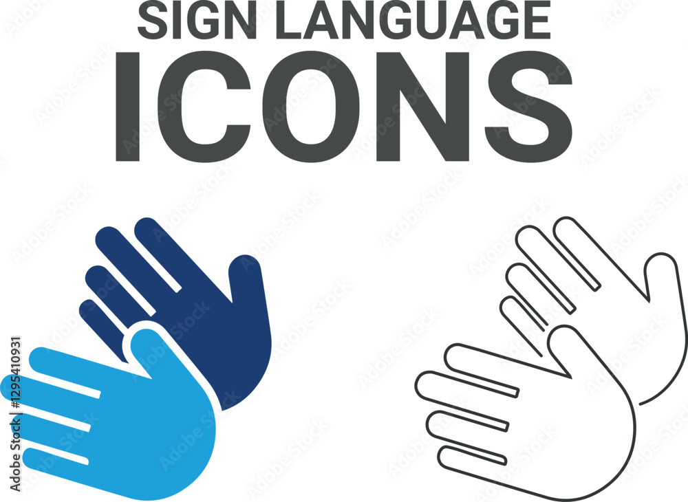 Sign language icons. Containing wheelchair, accessibility, blind, broken leg, disabled, assistance and deafness icons. Solid icon collection. Vector illustration. Sign language icons. Containing wheelchair, accessibility, blind, broken leg, disabled, assistance and deafness icons. Solid icon collection. Vector illustration.