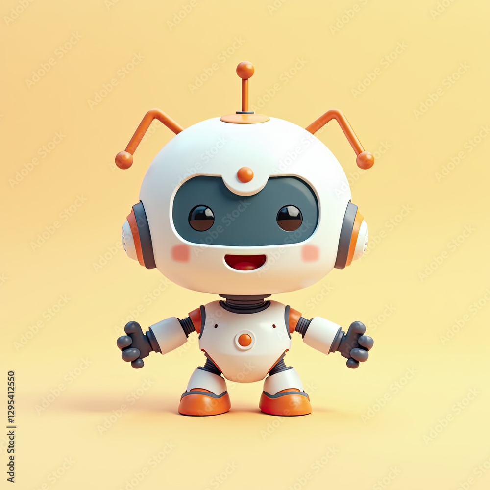 Cute Cartoon Robot, AI, Friendly Bot - AI Cute Cartoon Robot, AI, Friendly Bot - AI