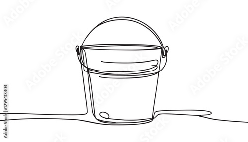 Continuous one single minimal line drawing bucket