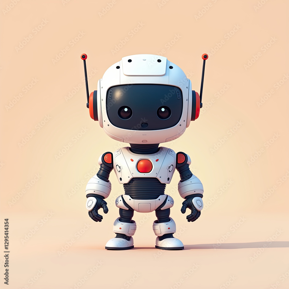 Cute Robot Cartoon Character, 3D Render - AI technology Cute Robot Cartoon Character, 3D Render - AI technology