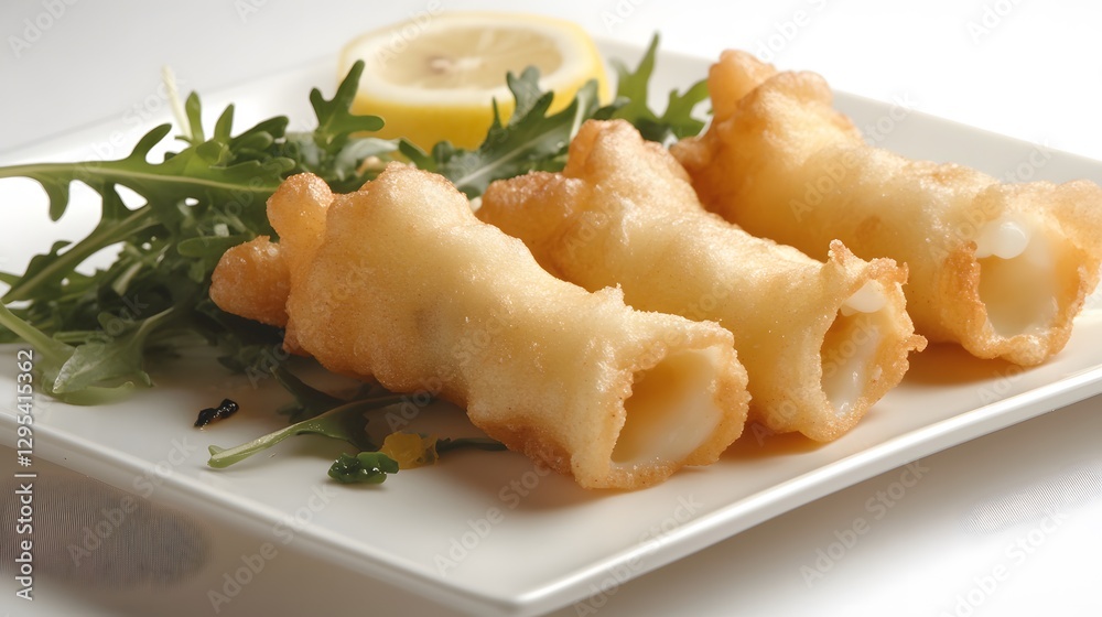 Crispy Fried Calamari Tubes with Lemon and Arugula Crispy Fried Calamari Tubes with Lemon and Arugula