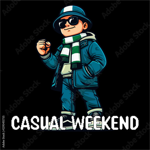 illustration vector graphic of Football fans ultras hooligan with green white scarf design for logo, t-shirt, etc
