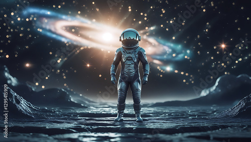 Wallpaper Mural A mesmerizing visual representation Spaceman and planet, human in space, shimmering effects that give the impression of depth and dimensionality, created by generative ai Torontodigital.ca