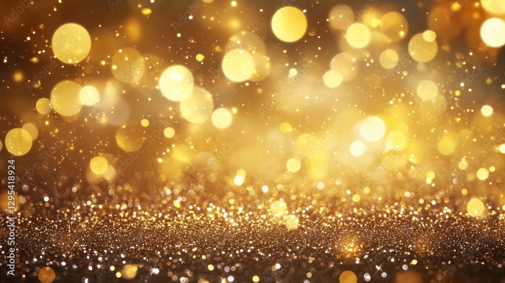 Golden Glitter Sparkle Background: Luxurious Festive Bokeh Lights Golden Glitter Sparkle Background: Luxurious Festive Bokeh Lights