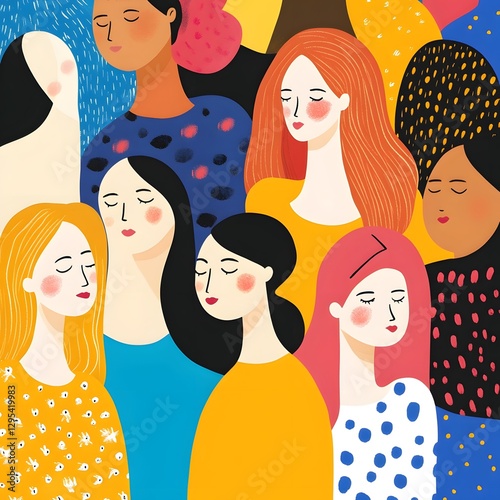 Diverse Women Portraits in Colorful Illustrative Style Design