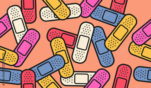 Cute band aid pattern background vector design
