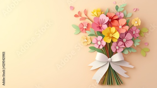 a bouquet of paper-cut flowers 