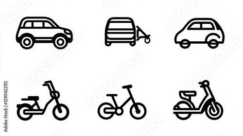 Wallpaper Mural Collection of Minimalistic Vehicle Icons for Transportation Concepts Torontodigital.ca