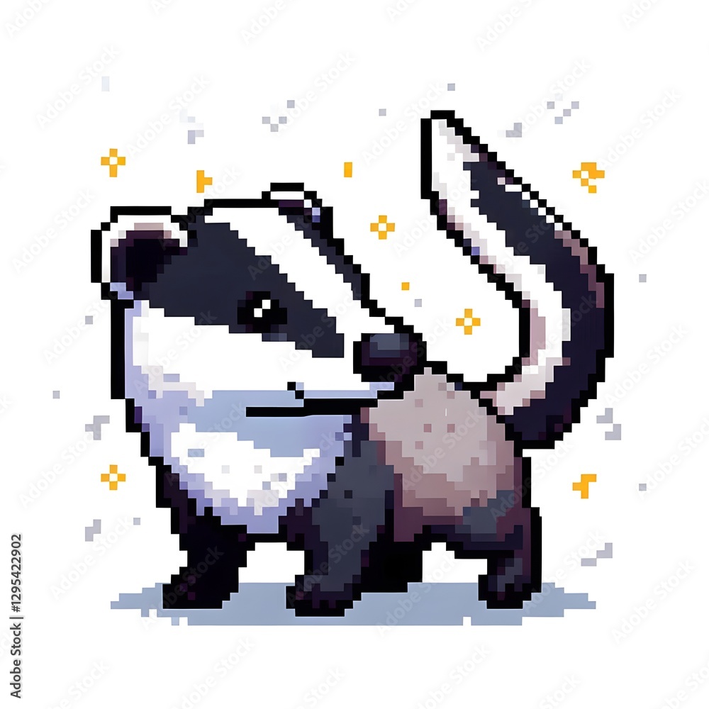 흰 배경, 오소리, 픽셀아트, jpeg (white background, Badger, pixel art, jpeg) 흰 배경, 오소리, 픽셀아트, jpeg (white background, Badger, pixel art, jpeg)