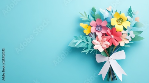 a bouquet of paper-cut flowers 