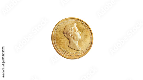 Nobel prize medal featuring alfred nobel's portrait on transparent background photo